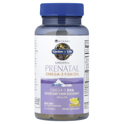 Minami Nutrition, Supercritical Prenatal, Omega-3 Fish Oil, Lemon, 60 Softgels