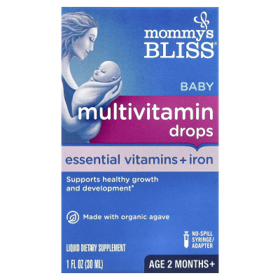 Mommy's Bliss, Baby Multivitamin Drops, Essential Vitamins + Iron, Age 2 Months +, 1 fl oz ( 30 ml)