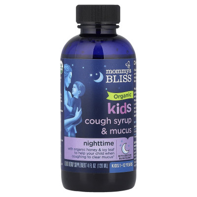 Mommy's Bliss, Kids Organic Cough Syrup & Mucus, Night Time, 1-12 Yrs, 4 fl oz (120 ml)
