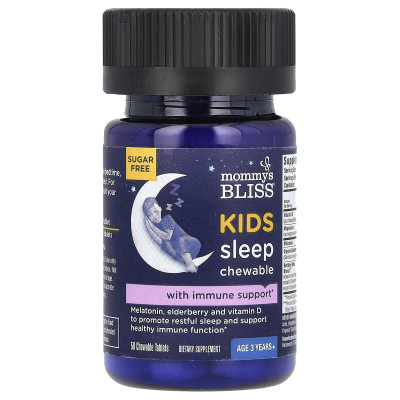 Mommy's Bliss, Kids Sleep Chewable,  Melatonin + Immune Support, Age 3 Years+, Mixed Berry, 50 Chewable Tablets
