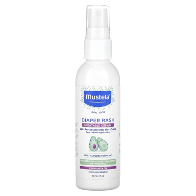 Mustela, Diaper Rash, Sprayable Cream, Fragrance Free, 3 fl oz (88 ml)