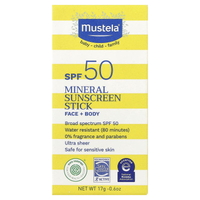 Mustela, Mineral Sunscreen Stick, SPF 50, 0.6 oz (17 g)