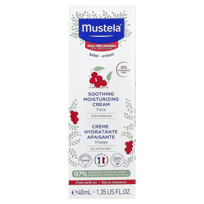 Mustela, Soothing Moisturizing Face Cream with Schisandra, Fragrance Free, 1.35 fl oz (40 ml)