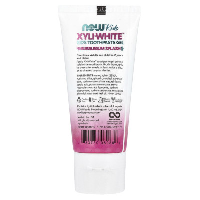 NOW Foods, Xyli-White™, Kid's Toothpaste Gel, Bubblegum Splash, 3 oz (85 g)