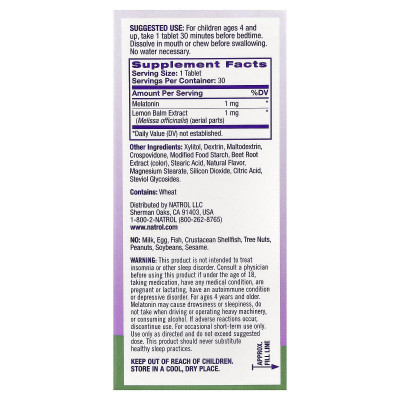 Natrol, Kids, Melatonin, Ages 4+, Strawberry, 30 Tablets