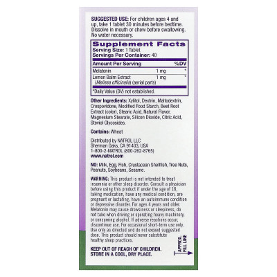 Natrol, Kids, Melatonin, Ages 4+, Strawberry, 40 Tablets