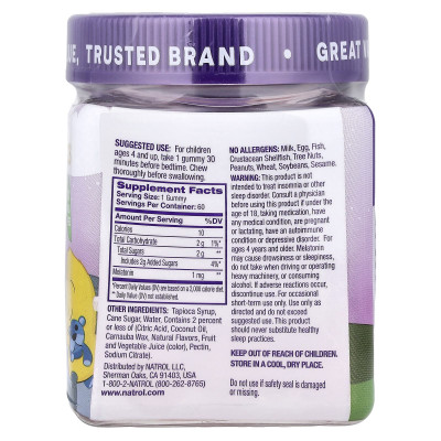 Natrol, Kids, Melatonin Gummies, Ages 4+, Raspberry, 1 mg, 60 Gummies