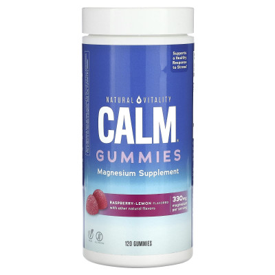 Natural Vitality, CALM Gummies, Magnesium Supplement, Raspberry-Lemon, 120 Gummies (82.5 mg per Gummy)