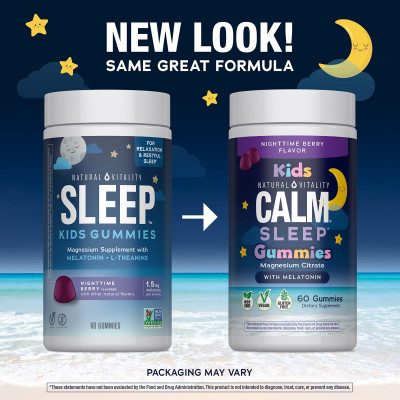 Natural Vitality, CALM®, Kids Sleep Gummies With Melatonin, Nighttime Berry, 60 Gummies