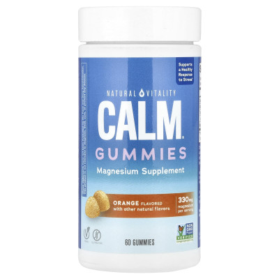 Natural Vitality, CALM®, Magnesium Gummies, Orange, 60 Gummies (82.5 mg per Gummy)