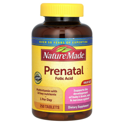 Nature Made, Prenatal Folic Acid, 250 Tablets