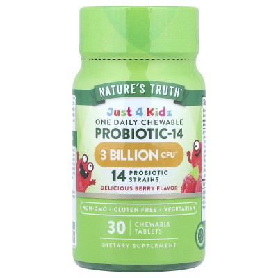 Nature's Truth, Just 4 Kidz, One Daily Chewable Probiotic-14, Delicious Berry, 30 Chewable Tablets