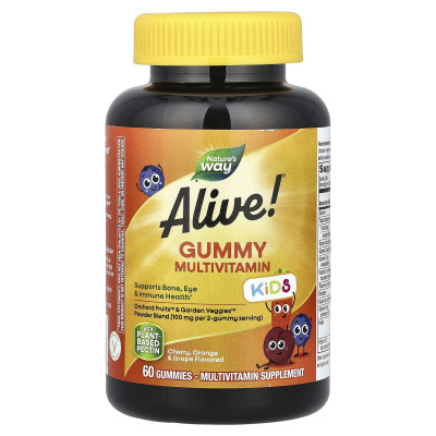 Nature's Way, Alive! Kids, Gummy Multivitamin, Cherry, Orange & Grape , 60 Gummies