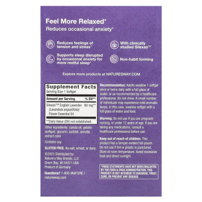 Nature's Way, CalmAid, Clinically Studied Lavender, 80 mg, 30 Softgels