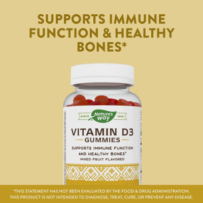 Nature's Way, Vitamin D3 Gummy, Mixed Fruit, 120 Gummies (25 mcg (1,000 IU) per Gummy)
