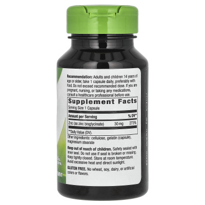 Nature's Way, Zinc Chelate, 30 mg, 100 Capsules