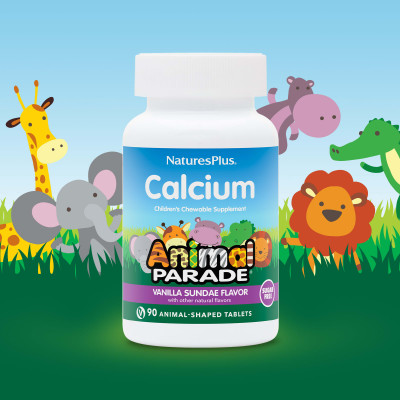 NaturesPlus, Animal Parade®, Calcium Children’s Chewable Supplement, Vanilla Sundae, 90 Animal-Shaped Tablets