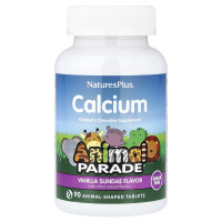 NaturesPlus, Animal Parade®, Calcium Children’s Chewable Supplement, Vanilla Sundae, 90 Animal-Shaped Tablets