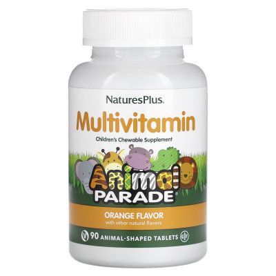 NaturesPlus, Animal Parade, Children's Chewable Multivitamin, Orange, 90 Animal-Shaped Tablets