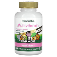 NaturesPlus, Animal Parade Gold, Children's Chewable Multivitamin Supplement, Watermelon, 120 Animal-Shaped Tablets