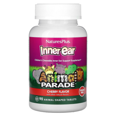 NaturesPlus, Animal Parade, Inner Ear, Children's Chewable, Cherry, 90 Animal-Shaped Tablets