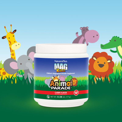 NaturesPlus, Mag Kidz®, Animal Parade®, Children's Magnesium Powder Supplement, Cherry, 0.38 lb (171 g)