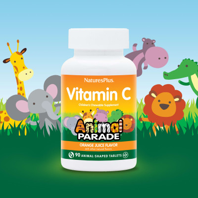 NaturesPlus, Source of Life, Animal Parade, Vitamin C,  Orange Juice, 90 Animal-Shaped Tablets