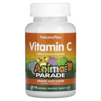 NaturesPlus, Source of Life, Animal Parade, Vitamin C,  Orange Juice, 90 Animal-Shaped Tablets