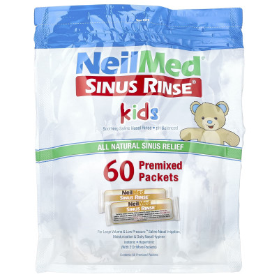 NeilMed, Kids, Sinus Rinse®, Ages 2+, 1 Squeeze Bottle, 60 Premixed Packets