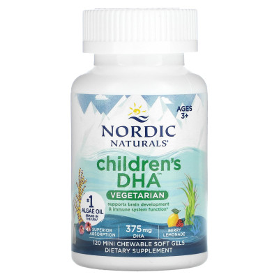Nordic Naturals, Children's DHA, Ages 3+, Berry Lemonade, 120 Mini Chewable Soft Gels (125 mg per Soft Gel)