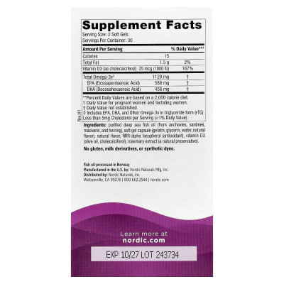 Nordic Naturals, Postnatal Omega-3, Lemon, 60 Soft Gels