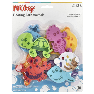 Nuby, Floating Bath Animals, 3+ Years, 16 Pieces