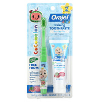 Orajel, Kids, Cocomelon Training Toothpaste with Toothbrush, Fluoride-Free, 0-3 Years, Watermelon, 2 Piece Set, 1 oz (28.3 g)