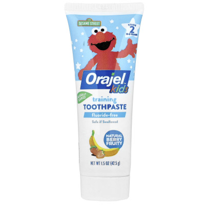 Orajel, Kids, Elmo Training Toothpaste, Fluoride-Free, 0-3 Years, Natural Berry Fruity, 1.5 oz (42.5 g)