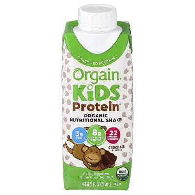 Orgain, Kids Protein™, Organic Nutritional Shake, Chocolate, 4 Pack, 8.25 fl oz (244 ml) Each
