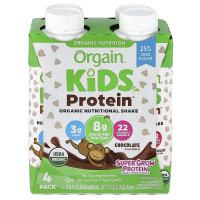 Orgain, Kids Protein™, Organic Nutritional Shake, Chocolate, 4 Pack, 8.25 fl oz (244 ml) Each