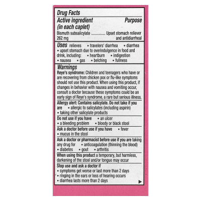 Pepto Bismol, Bismuth Subsalicylate, 40 Caplets (131 mg per Caplet)