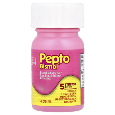 Pepto Bismol, Bismuth Subsalicylate, 40 Caplets (131 mg per Caplet)