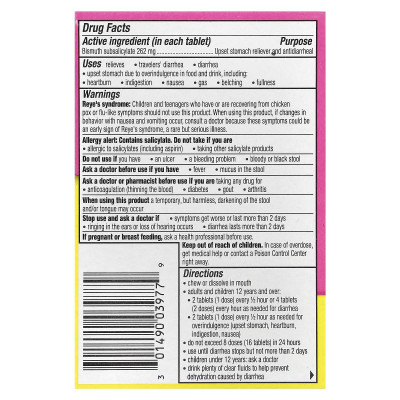 Pepto Bismol, Pepto Bismol® Chewables, 30 Chewable Tablets