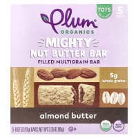 Plum Organics, Mighty Nut Butter Bar®, 15+ Months, Almond Butter, 5 Bars, 0.67 oz (19 g) Each