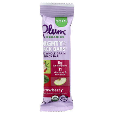 Plum Organics, Mighty Snack Bars®, Tots, Strawberry, 6 Bars, 0.67 oz (19 g) Each