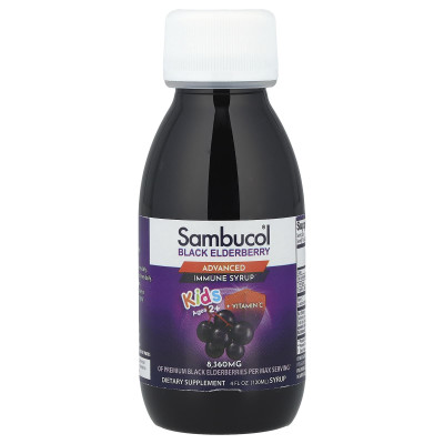 Sambucol, Kids, Black Elderberry, Advanced Immune Syrup, 2 Years & Older, Berry, 4 fl oz (120 ml)