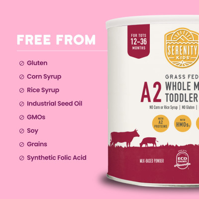 Serenity Kids, A2, Grass Fed Whole Milk Toddler Formula, For Tots 12-36 Months, 21 oz (595 g)