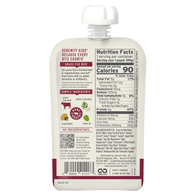 Serenity Kids, Beef Pot Roast with Organic Vegetables & Herbs, 7+ Months, 3.5 oz (99 g)
