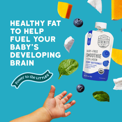 Serenity Kids, Dairy-Free Smoothie + Collagen, Berry Butternut, All Ages 6+ Months, 3.5 oz (99 g)