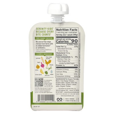 Serenity Kids, Free Range Chicken + Thyme with Parsnip & Beet, 6+ Months, 3.5 oz (99 g)