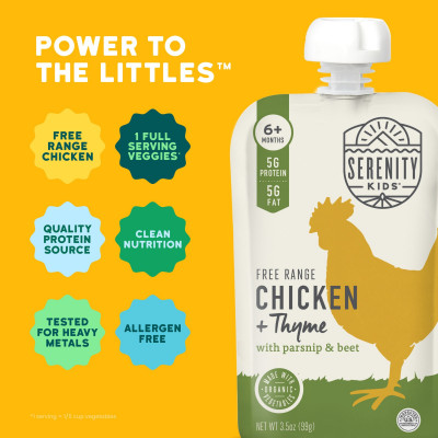 Serenity Kids, Free Range Chicken + Thyme with Parsnip & Beet, 6+ Months, 3.5 oz (99 g)