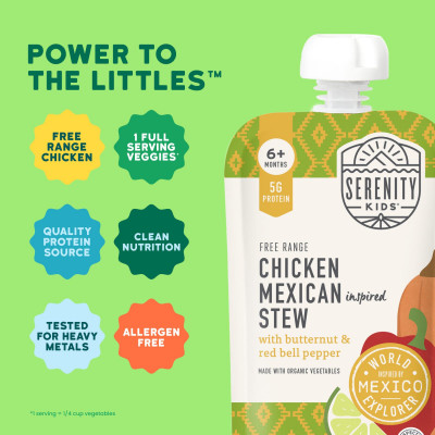 Serenity Kids, Free Range Chicken Mexican Inspired Stew with Butternut & Red Bell Pepper, 6+ Months, 3.5 oz (99 g)