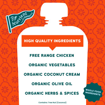 Serenity Kids, Free Range Chicken Tikka Masala with Carrot, Coconut Cream, Green Beans, Herbs & Spices, 6+ Months, 3.5 oz (99 g)