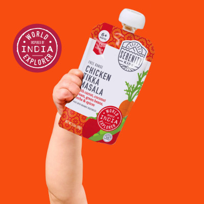 Serenity Kids, Free Range Chicken Tikka Masala with Carrot, Coconut Cream, Green Beans, Herbs & Spices, 6+ Months, 3.5 oz (99 g)